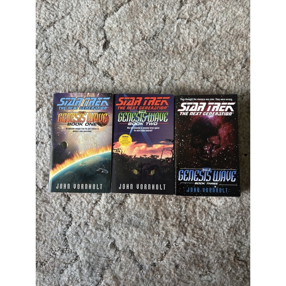 Star Trek The Next Generation The Genesis Wave Books 1-3 Set John Vornholt Lot